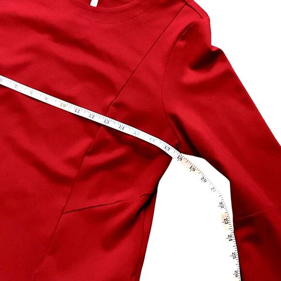 J. Jill Ponte Stretch Knit Maroon Dress. Bell 3/4 Sleeves. Pockets. Size Large - Picture 5 of 8